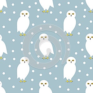 The snowy owl seamless winter pattern