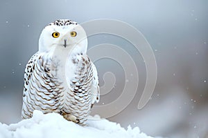 Snowy owl sitting on the plain .Generative Ai