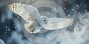 Snowy Owl Soaring. Snowy Owl in flight 04