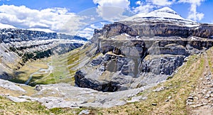 Snowy peak in Ordesa Valley, Aragon, Spain