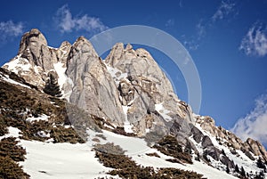 Snowy peaks of a mountain