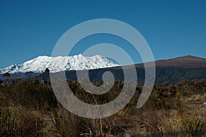 Snowy peaks of New Zealands Mount Ruapehu.