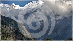 Snowy picks of Apls, view from the Chamonix, France