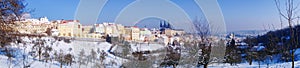 Snowy Prague gothic Castle in Czech Republic