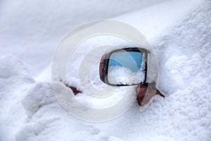 Snowy Rearview Mirror
