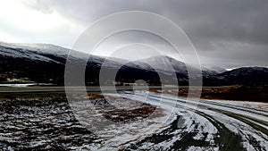 Snowy Road over Dovrefjall