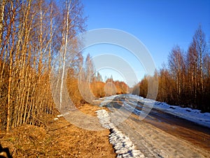 Snowy road in somewhere