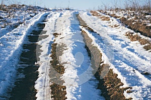 snowy road for SUVs. off-road in winter