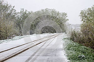 Snowy rural road