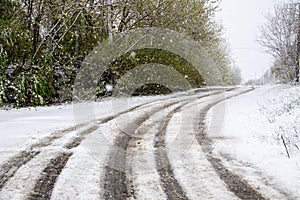 Snowy rural road