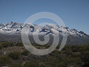 Snow on the Santa Catalina mountains above Oro Valley