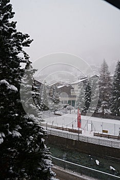 Winter Wonderland Snowy Zermatt Ski Resort Landscape