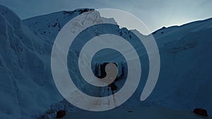 Snowy Serenity: Driving through Shinkula Pass Amidst Snow-Covered Mountains