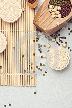 Snowy skin mooncakes. Chinese mid autumn festival traditional food