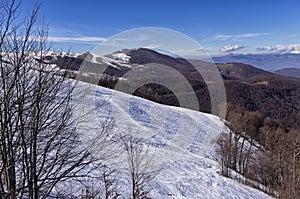 Snowy slope in 3-5 Pigadia ski center, Naoussa, Greece