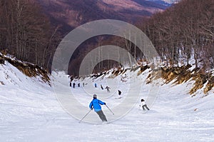 Snowy slope in 3-5 Pigadia ski center, Naoussa, Greece