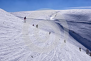 Snowy slope in 3-5 Pigadia ski center, Naoussa, Greece