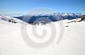 Snowy slope with superb panoramic view