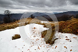 Snowy stormy mountains