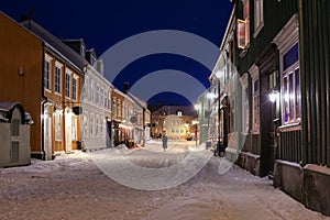Snowy street in Bakklandet, Trondheim
