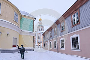 Snowy street of Vladimir - the city of the Golden Ring of Russia