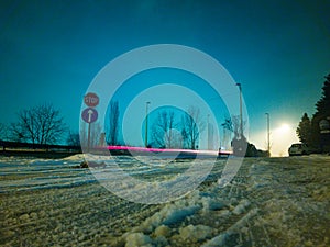 Snowy street in Zenica, Bosnia and Herzegovina