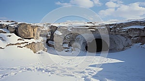 Snowy Surface With Large Rocks: A 500-1000 Ce Style Passage