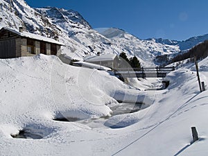 Snowy Swiss Alps Town