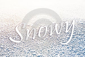 Snowy text on frozen