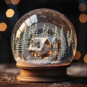 Snowy Tiny House in a Glass ball,