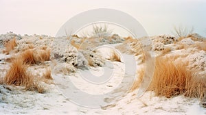 Snowy Trail On Grass: A Jamie Hawkesworth Inspired Photo