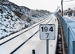 Snowy train tracks