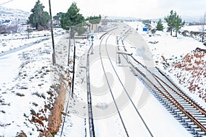 Snowy train tracks