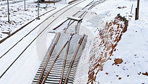 Snowy train tracks