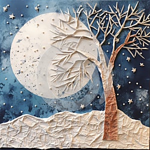 Snowy Tree Printmaking: Creative Art By Children With Natural Materials