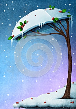 Snowy tree umbrella