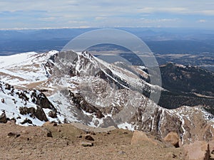 Snowy View from Pike's Peak Summit, 14er Tundra Landscape in Colorado