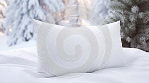 Snowy White Pillow Mockups Realistic 8k Resolution With Xmaspunk Style photo