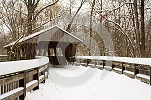 Snowy Winter Covered Bridge