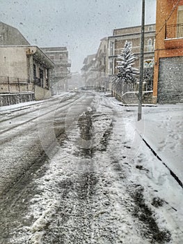 A snowy Winter day in Mussomeli