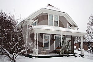 Snowy winter house