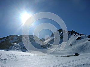 Snowy winter landscape in the mountains