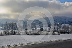 Snowy Winter Landscape Near Gorenja Vas, Slovenia