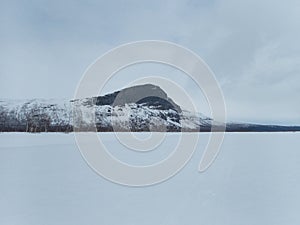 Snowy winter landscape of Sarek national park in swedish lappland