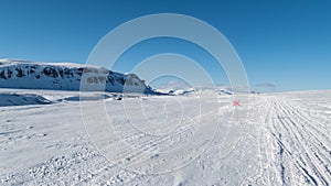 Snowy winter landscape of Sarek national park in swedish lappland