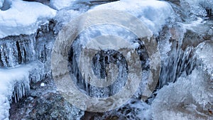 Snowy winter landscape with a wild stream