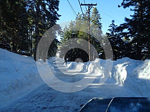 Snowy Winter Mountain Road - Freshly Plowed