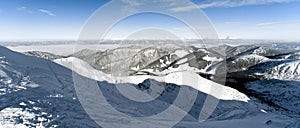 Snowy winter hills in High Tatras mountains, Slovakia