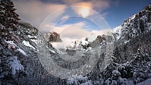 Snowy Winter at Yosemite National Park Tunnel View