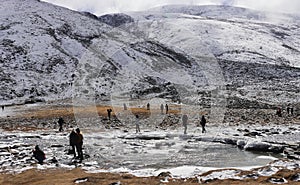 snowy zero point, beautiful alpine valley is popular tourist place in north sikkim, in india